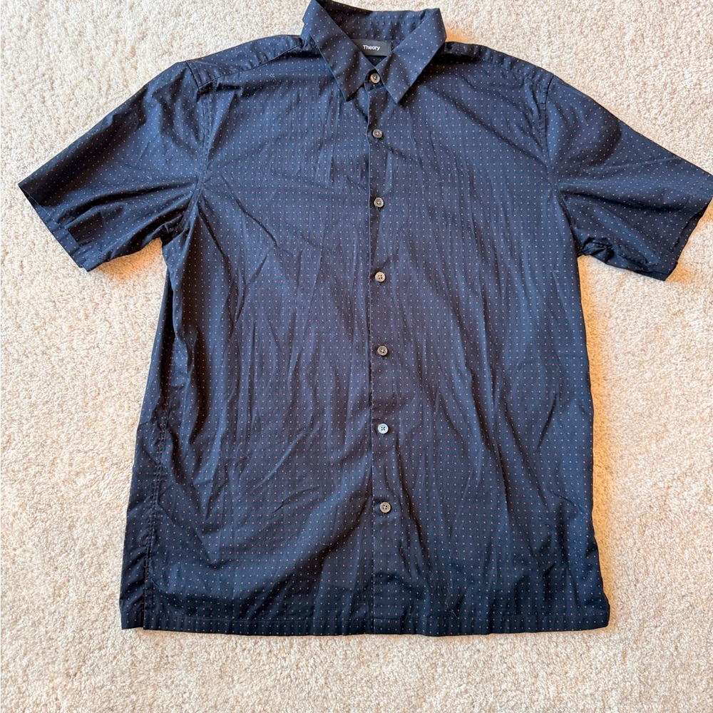 Theory - Men's navy blue short sleeve shirt